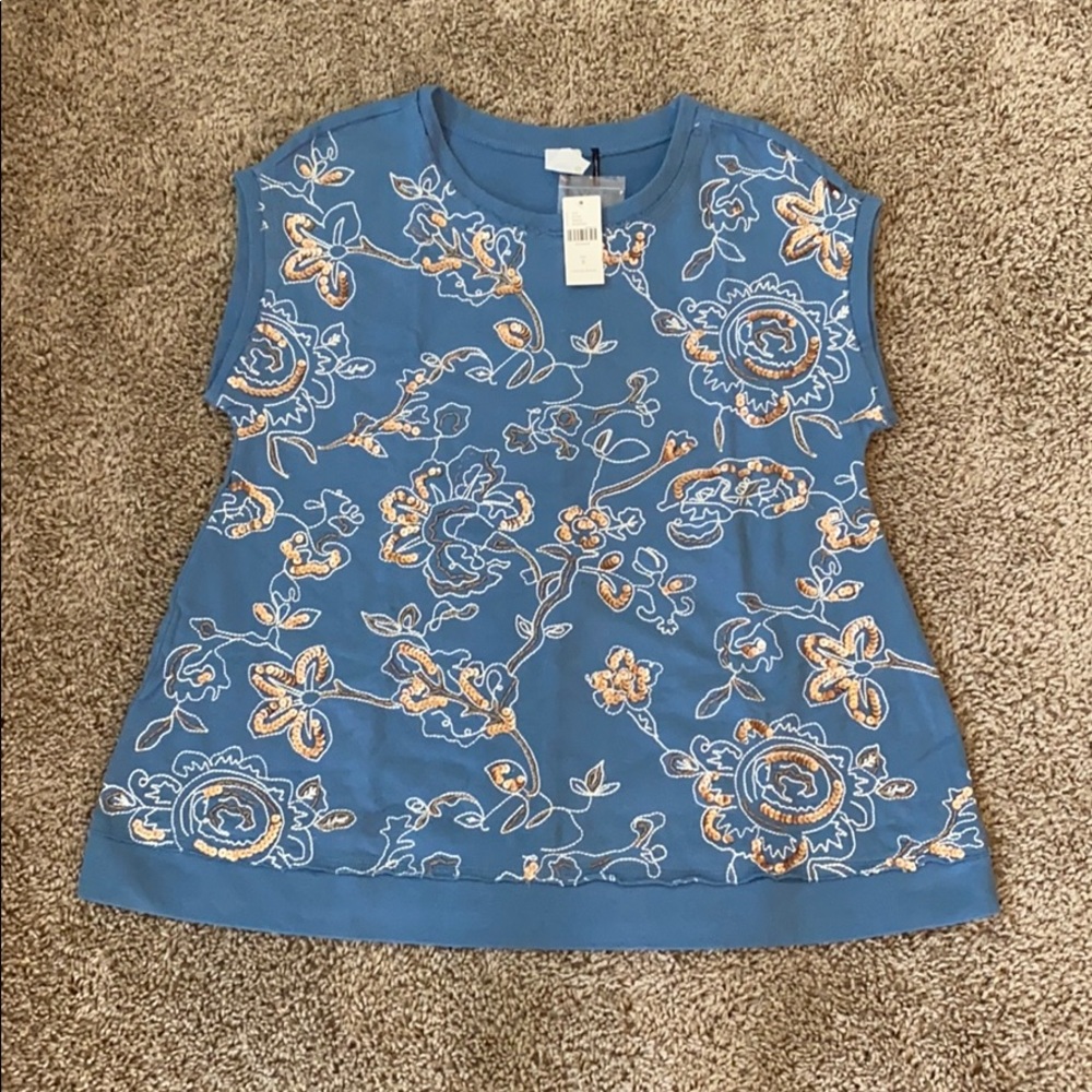 Anthrologie Blue Sequin T-shirt